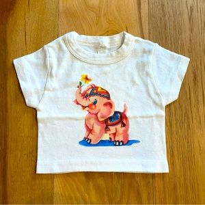 Vintage Cute Pink Elephant Baby Shirt 3m